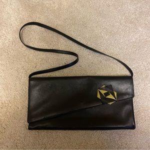 Sergio Rossi black yellow leather crossbody bag